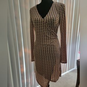 JustFab Multicolor Long Sleeve Mini Wrap Dress